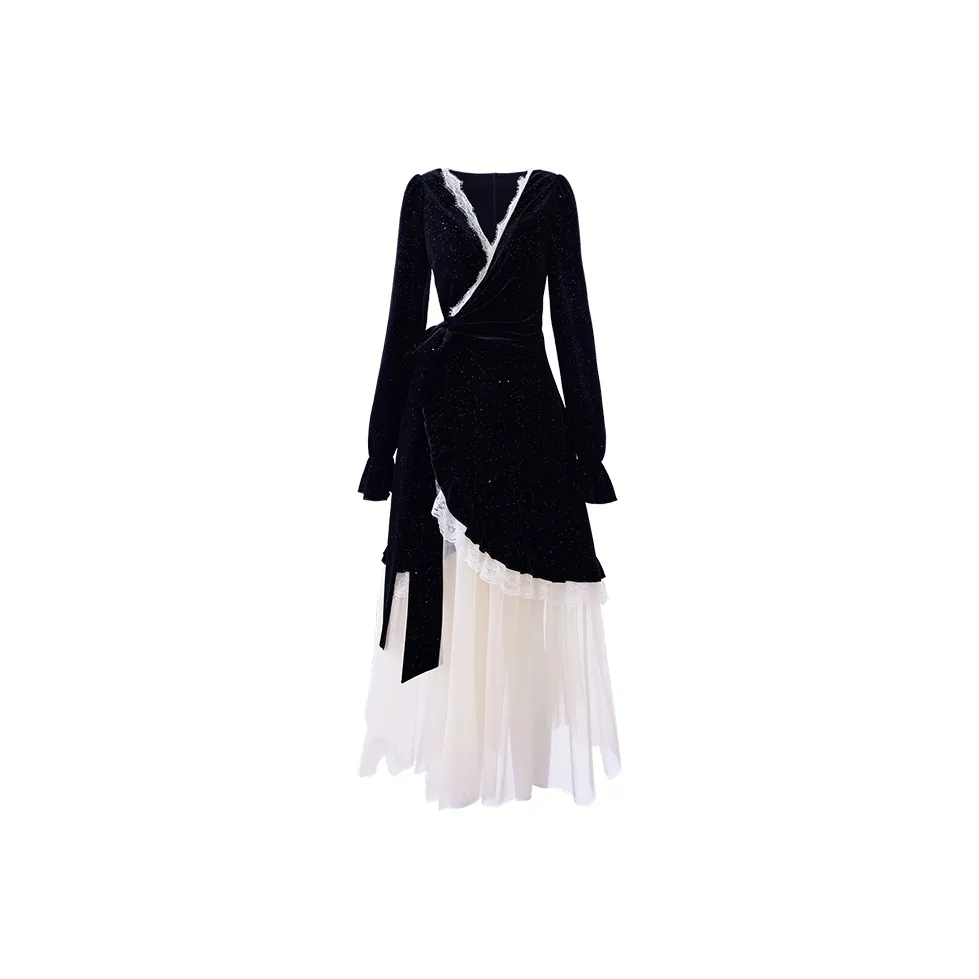 Blovelan Длинное платье с длинными рукавами женское