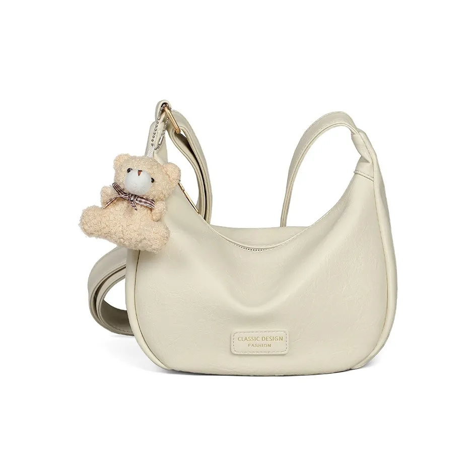 Crtnzo Kroez ПУ (полиуретан) Сумка через плечо Сумка-пельмень Обычный Женский Кофе Экрю Черный