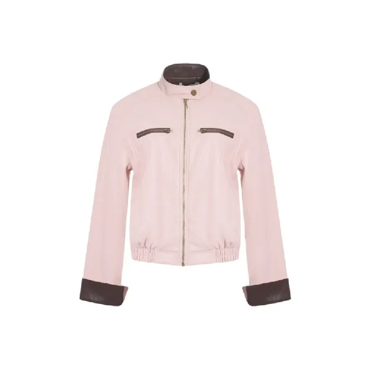 MIMOSA CHUR Pink Leather Пальто Женские Куртки