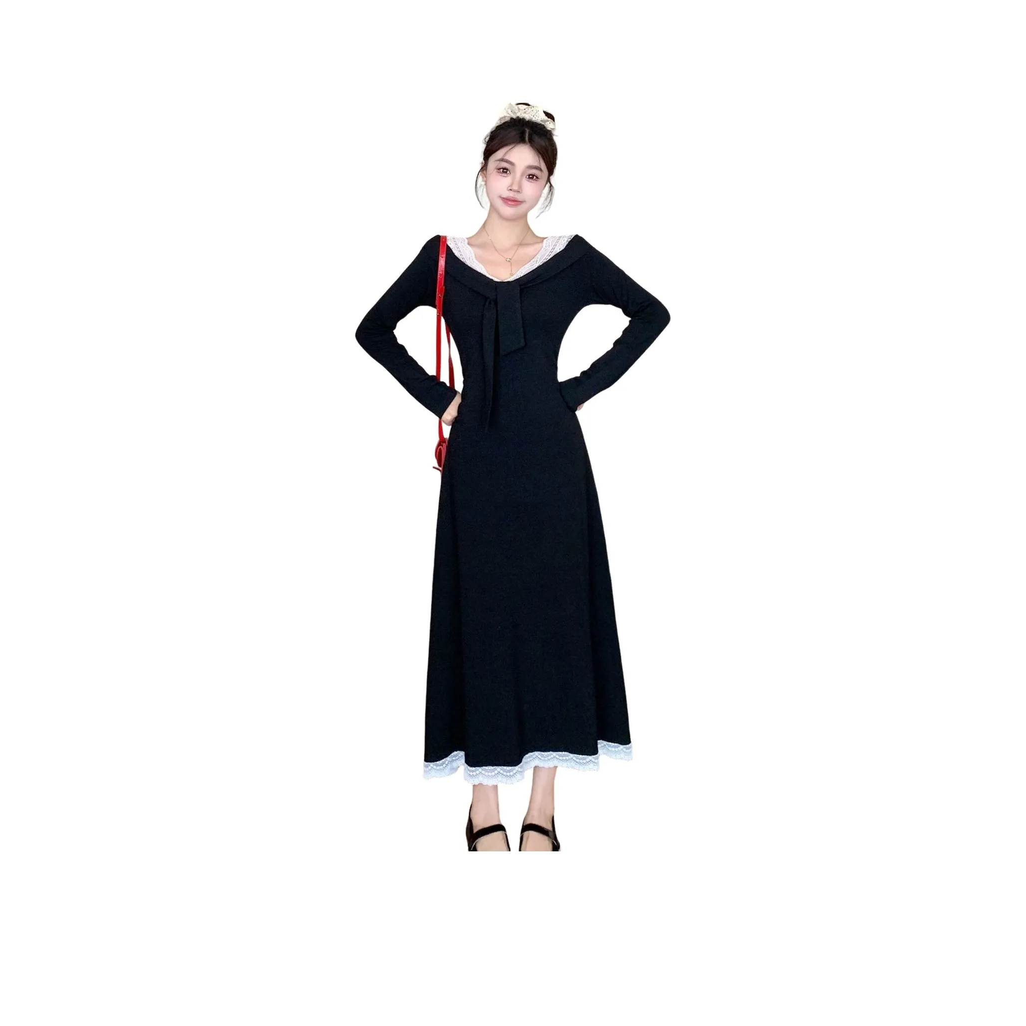 SIXUSICHOU Длинное платье с длинными рукавами женское