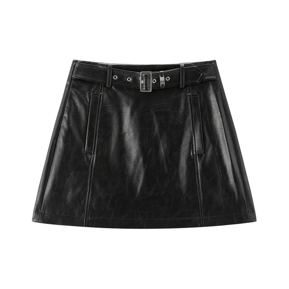 PEACEBIRD Кожаные короткие юбки женские
