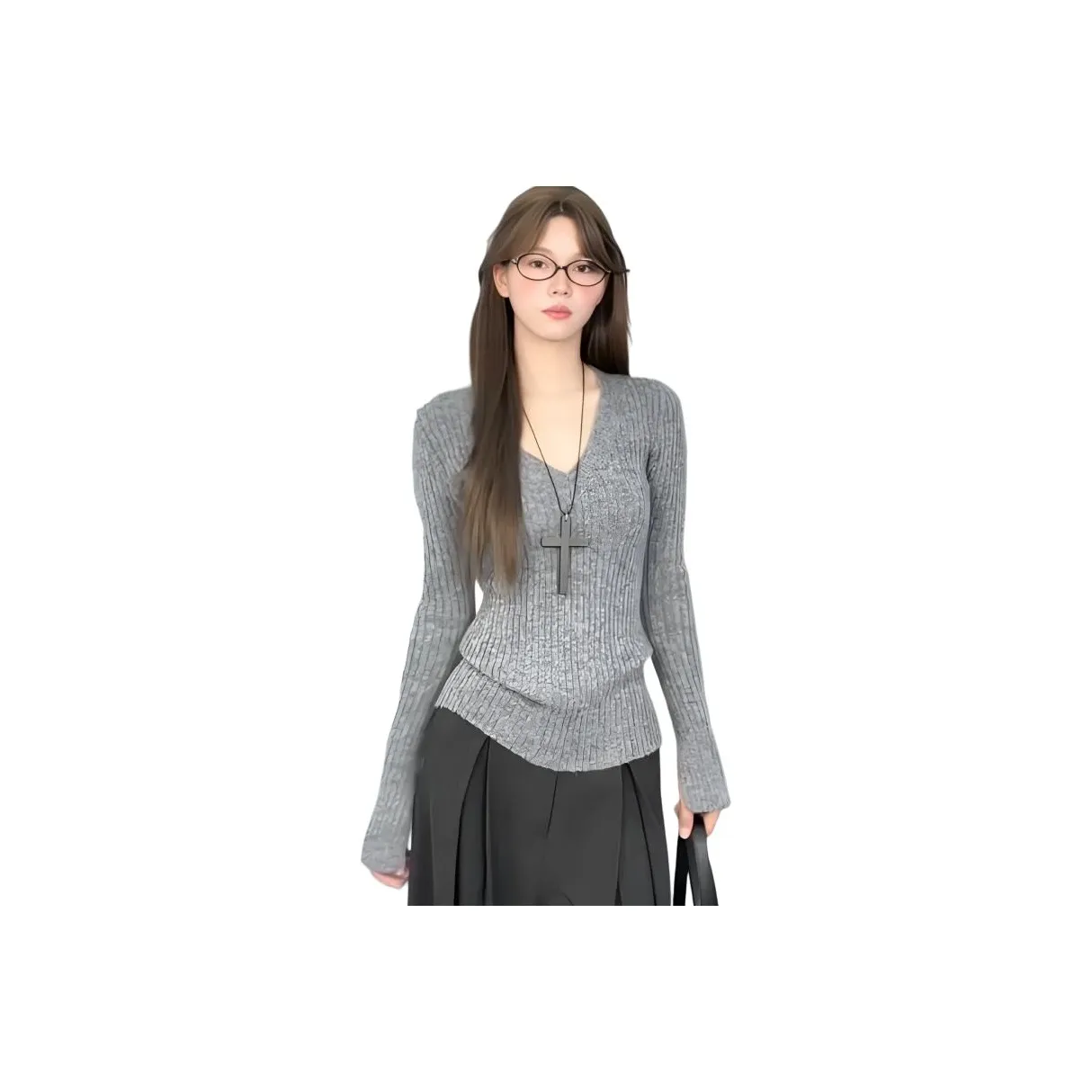 YINLEI Длинный рукав Трикотаж Женский