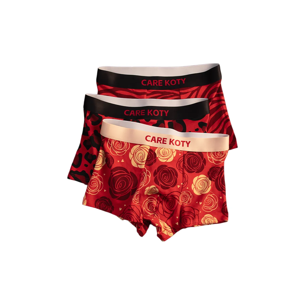 QTUR 3 Pack [Zebra + Leopard Print + Pink] Мужские боксер-шорты