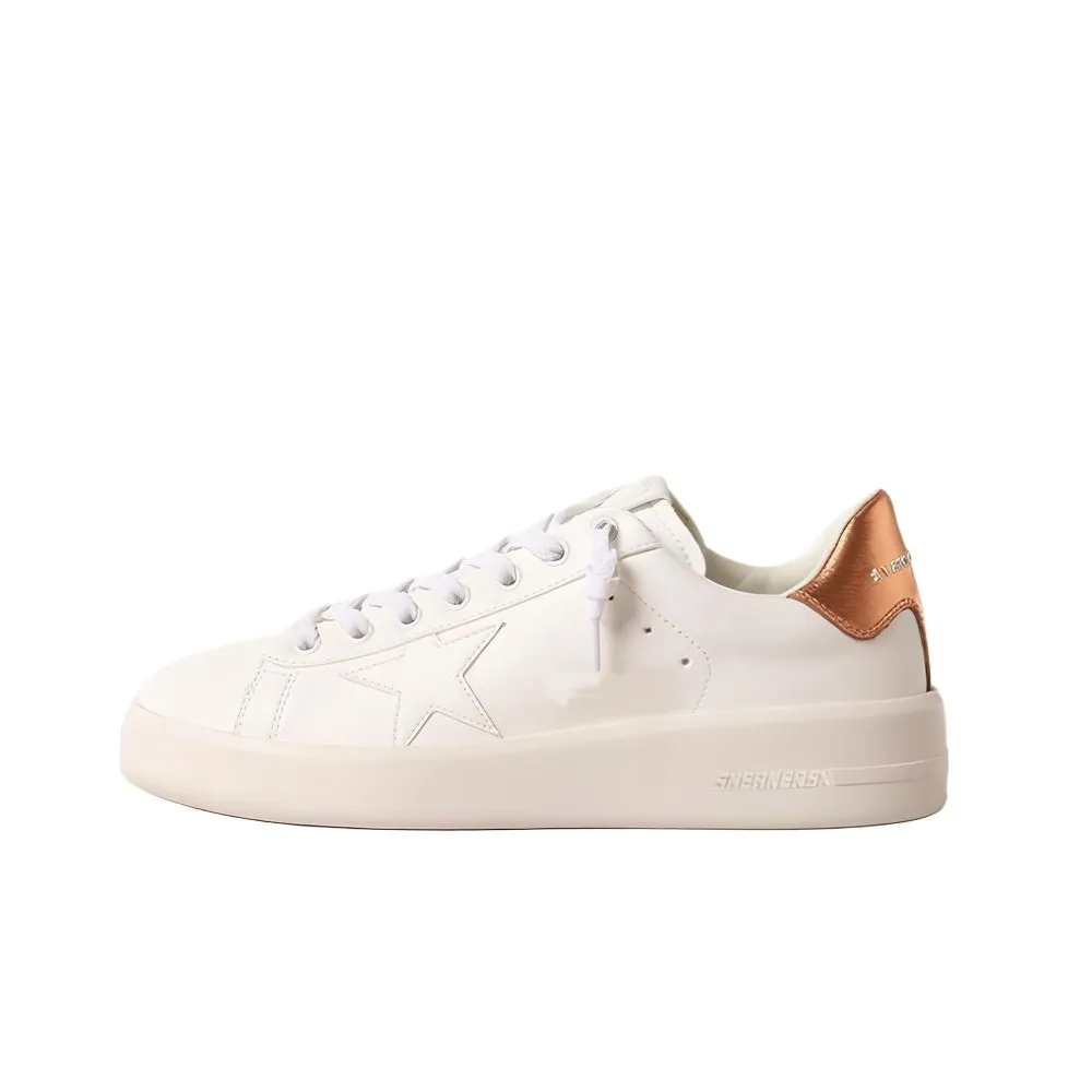 Golden Goose Purestar Skateboard Shoes Women's Low Top White Bronze Tail