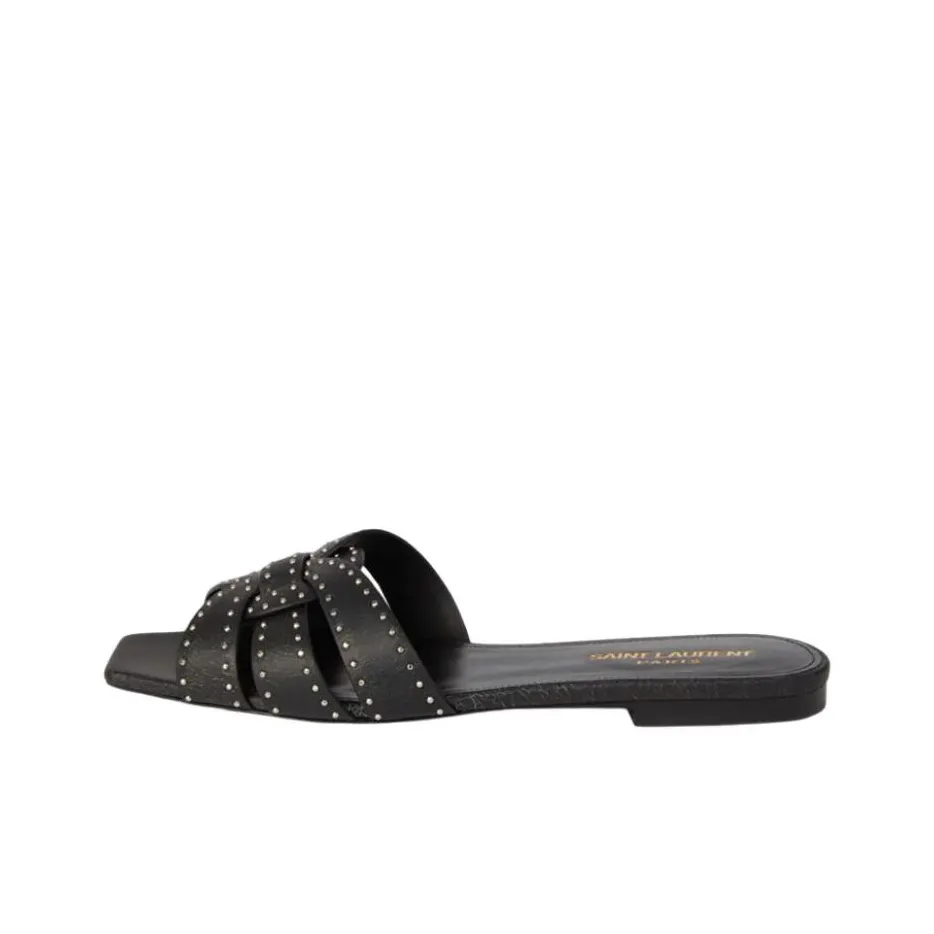 SAINT LAURENT Tribute Slide Slippers Women's Black