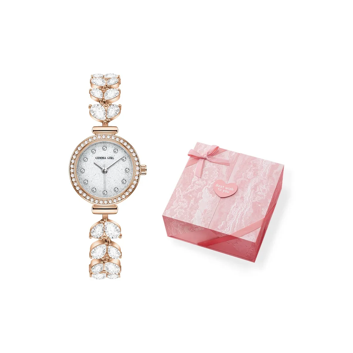 GEMMA GIRL Кварцевый механизм ремешок из нержавеющей стали женские часы жемчужный цвет циферблат