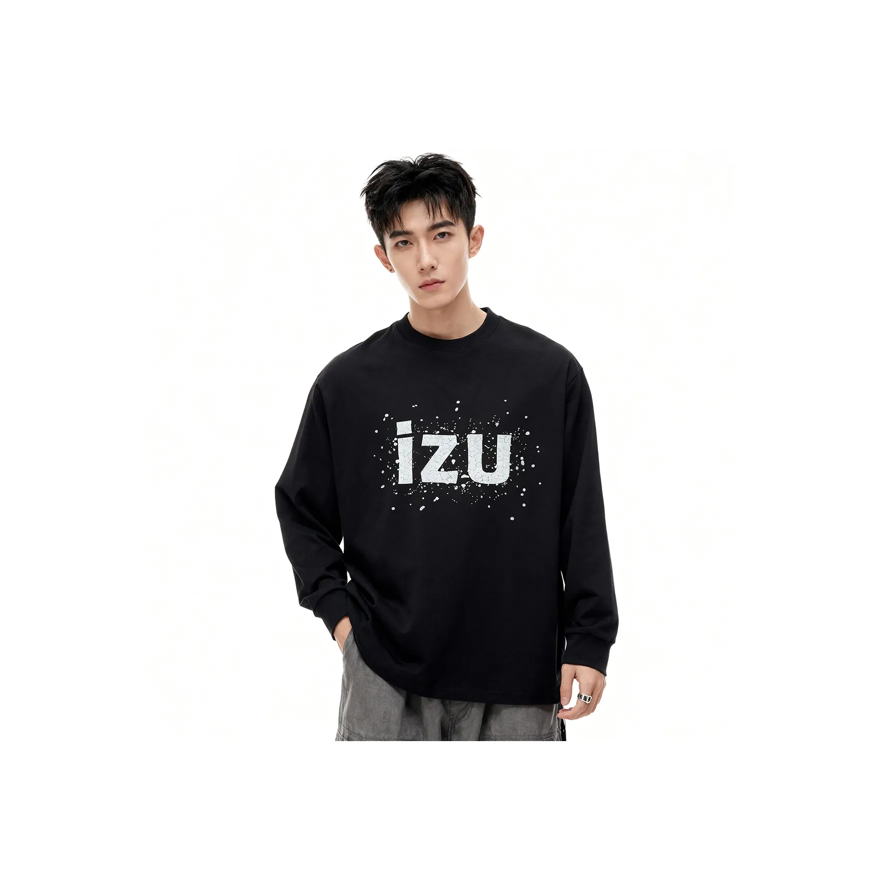 Izzue I.t 2025 Fall Winter Круглый вырез Длинный рукав Т-рубашка Унисекс