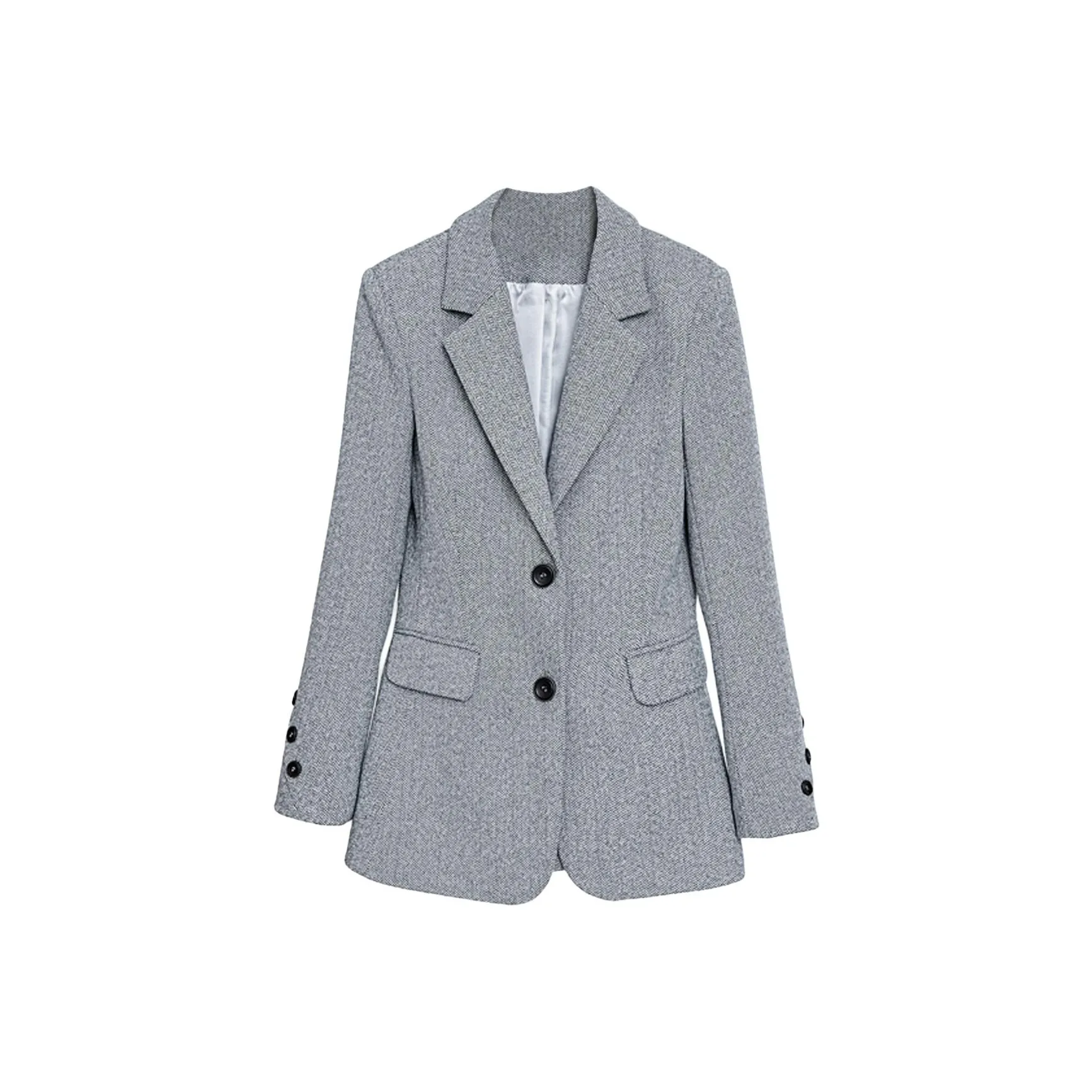 DonnaZilan Универсальный Бизнес Костюм Пальто Женские Шерстяной Повседневный Премиум Feel Длинный Рукав Воротник Crewneck Костюм