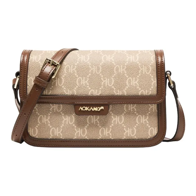 AOKANG ПВХ Маленькая Квадратная Сумка Женская Кофейно-Коричневый Кремовый Абрикос