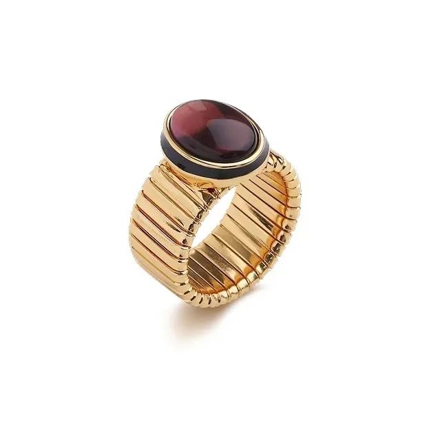 Retro Chic Brass Gold Plated Инкрустированный Цветная глазурь Gladiator Кольцо Женские