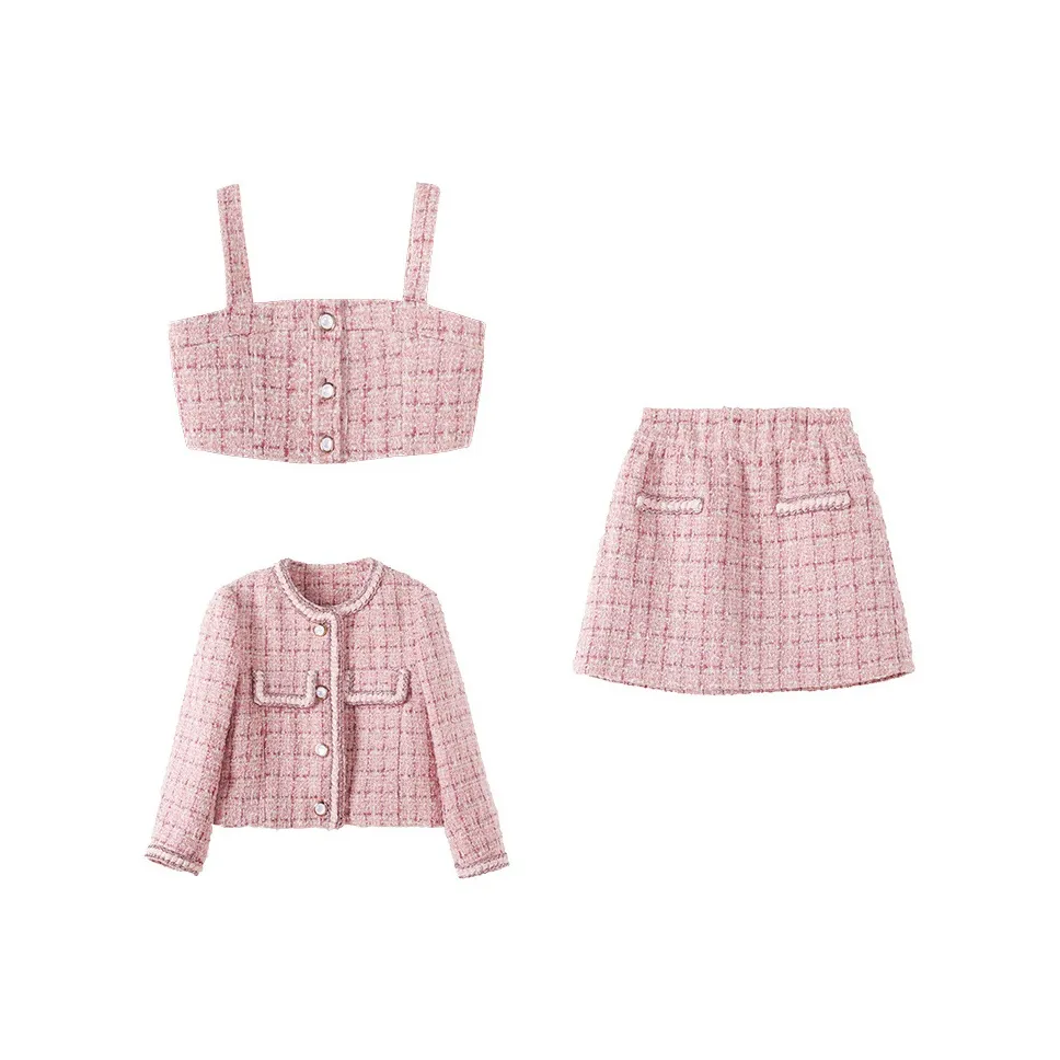 YUANYUAN GIRL Розовый Трёхкомпонентный Набор Kids Комплекты с Юбкой