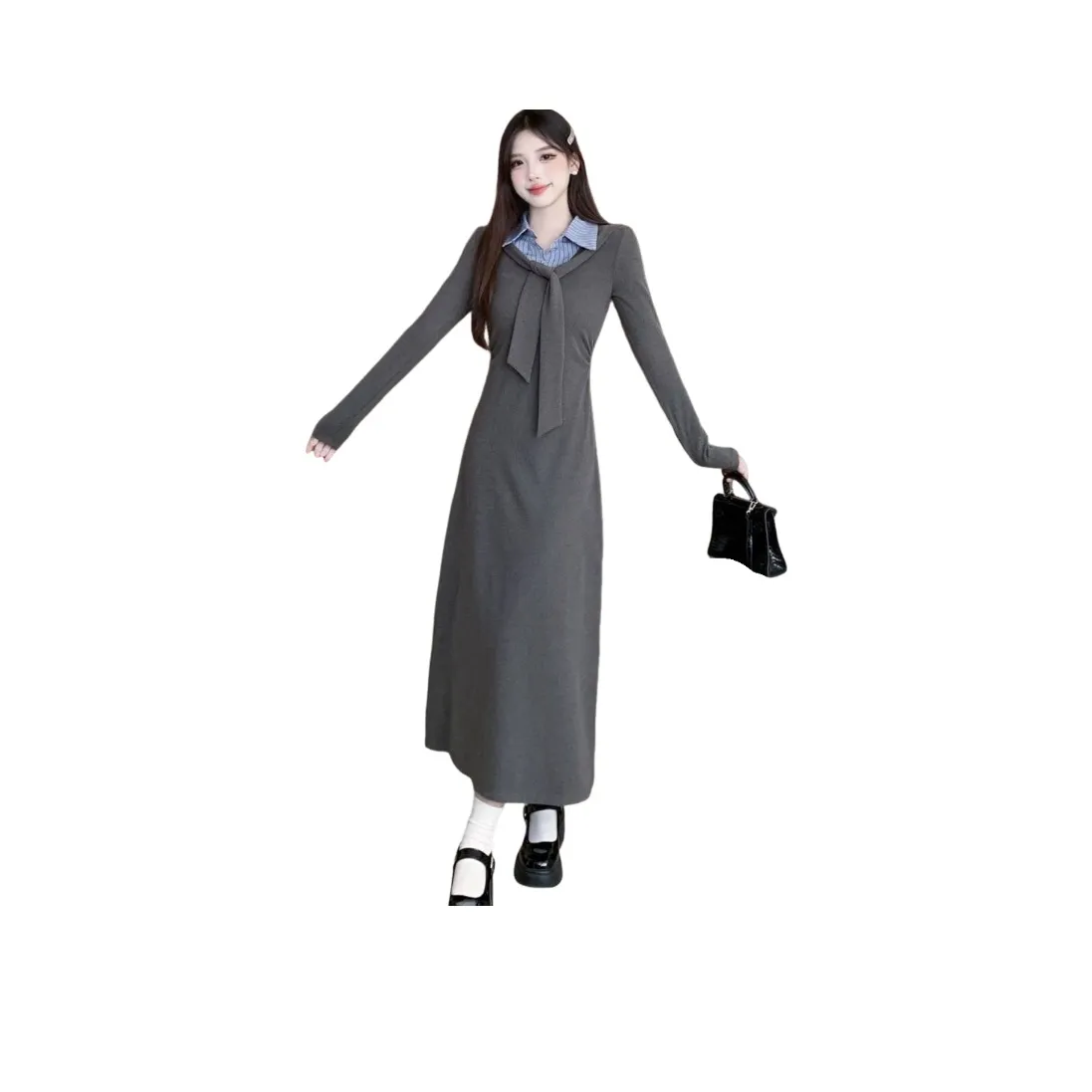 SIXUSICHOU Длинное платье с длинными рукавами женское