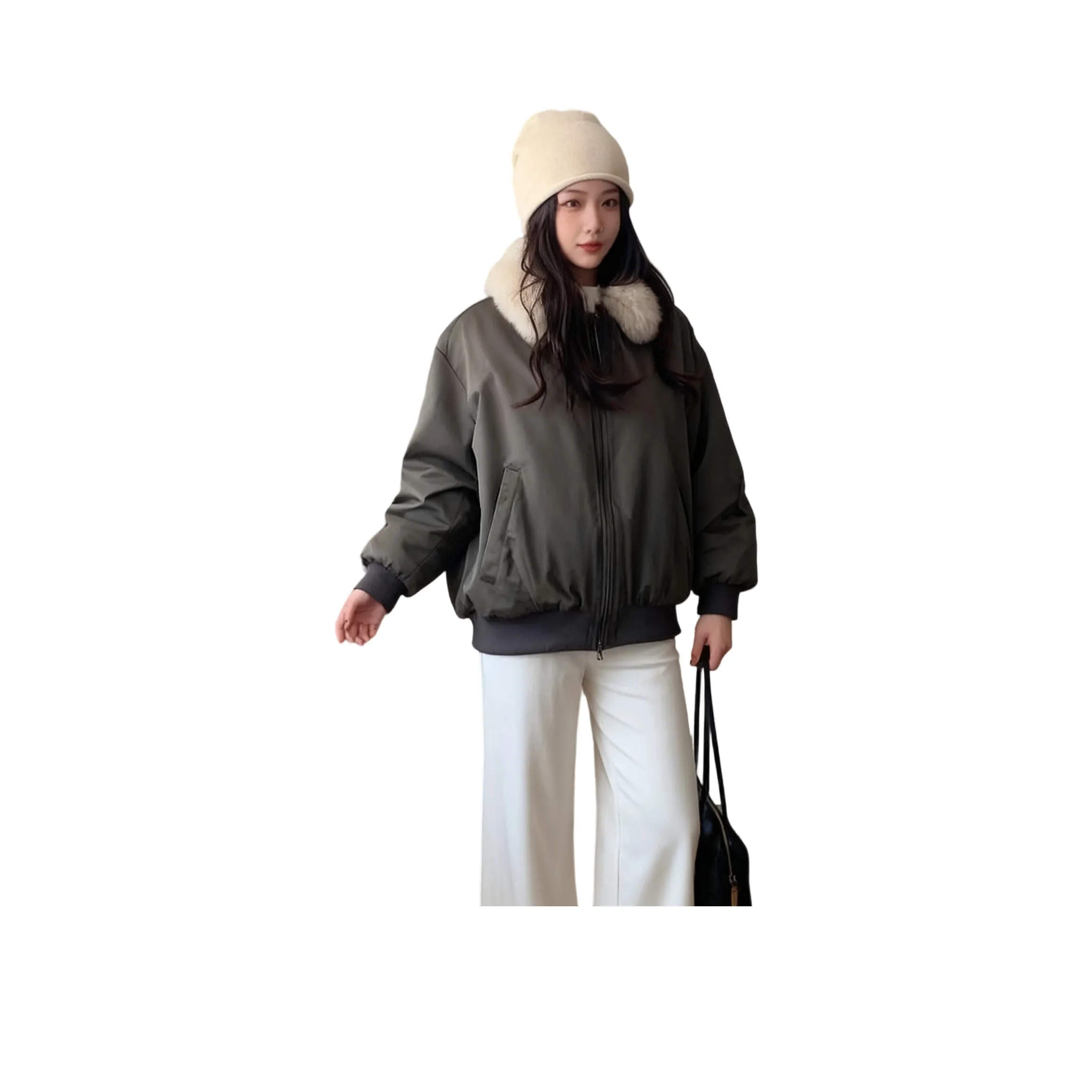 GEZITAI Оливково-зеленый Женский пуховик