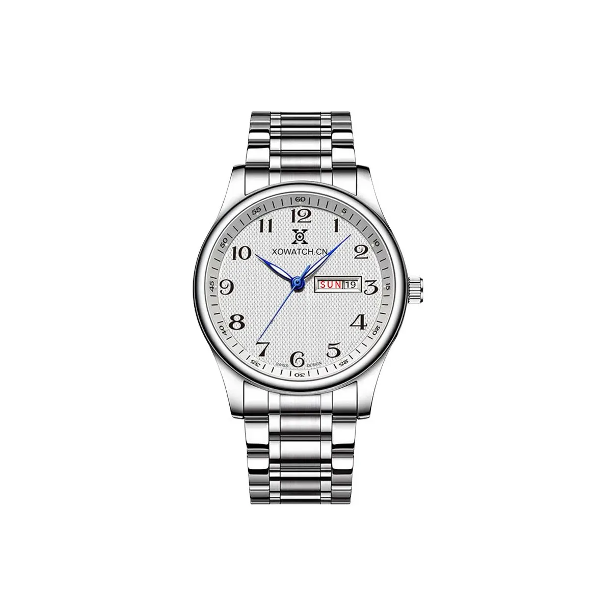 XO Большой Числа Кварцевый Механизм Стальной Ремешок Мужские Часы Белый Циферблат