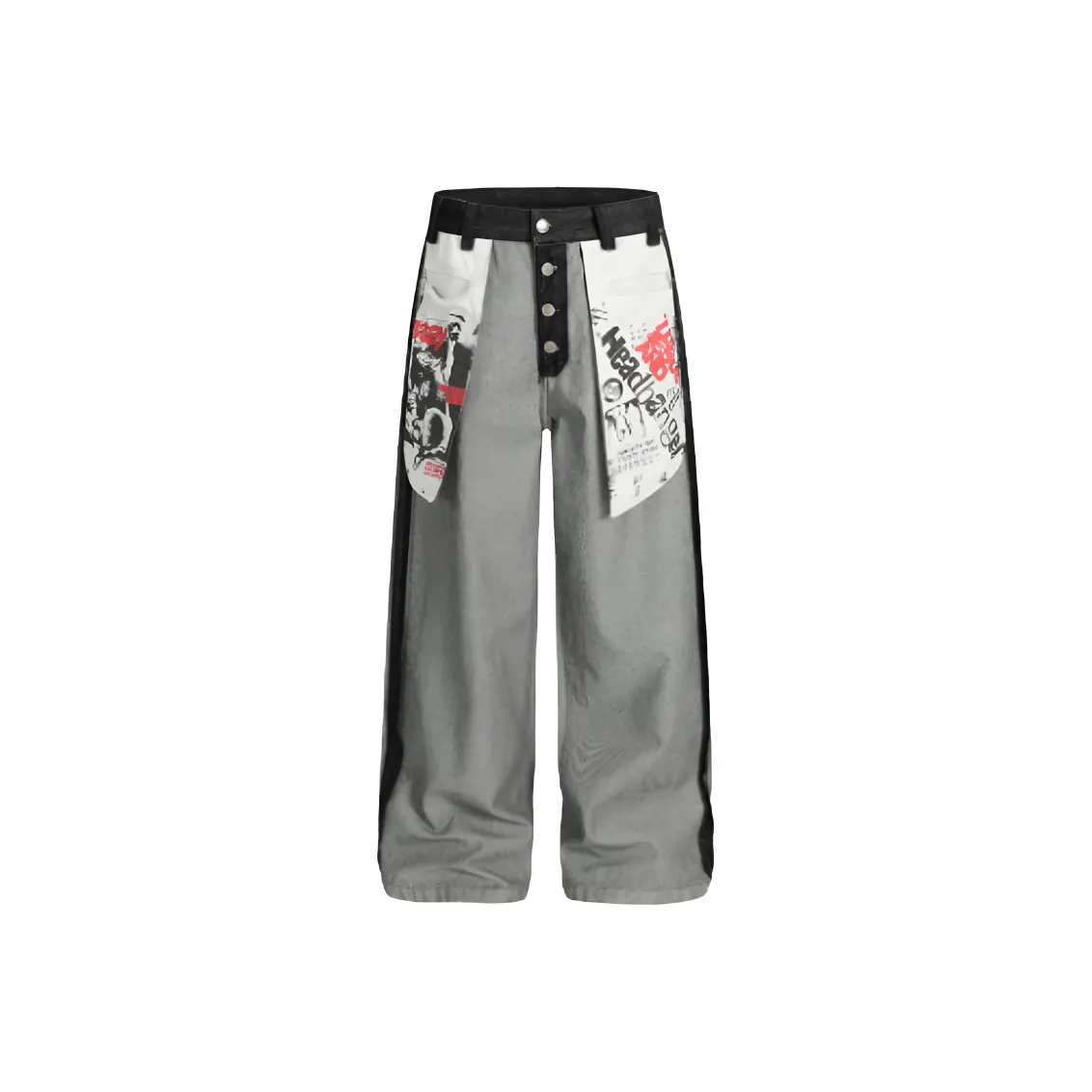 Wooden Rabbit Черный Серый [Высокое качество] Мужские Джинсы