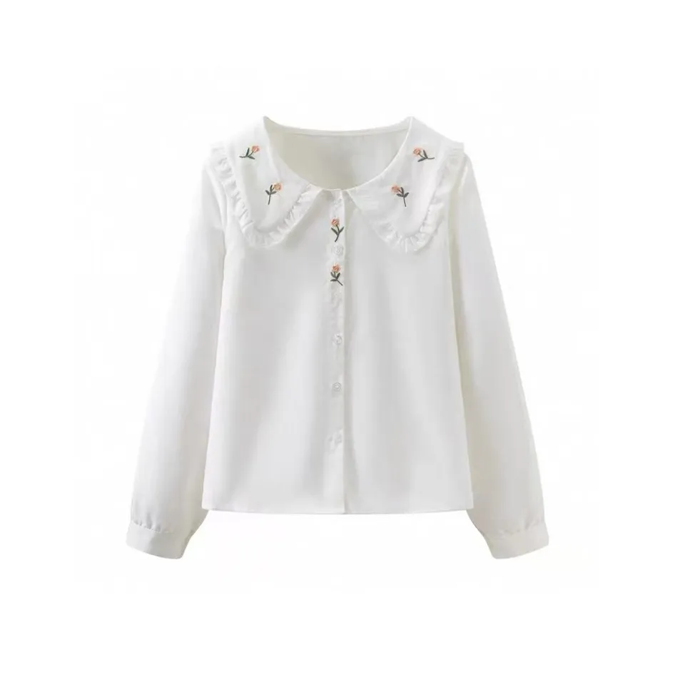 PZHK Белые Длинные-Рукавные Женские Рубашки