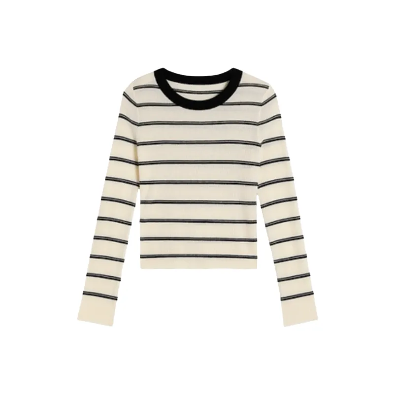 KYKW Абрикос Черный Полосы Женские T-Рубашки