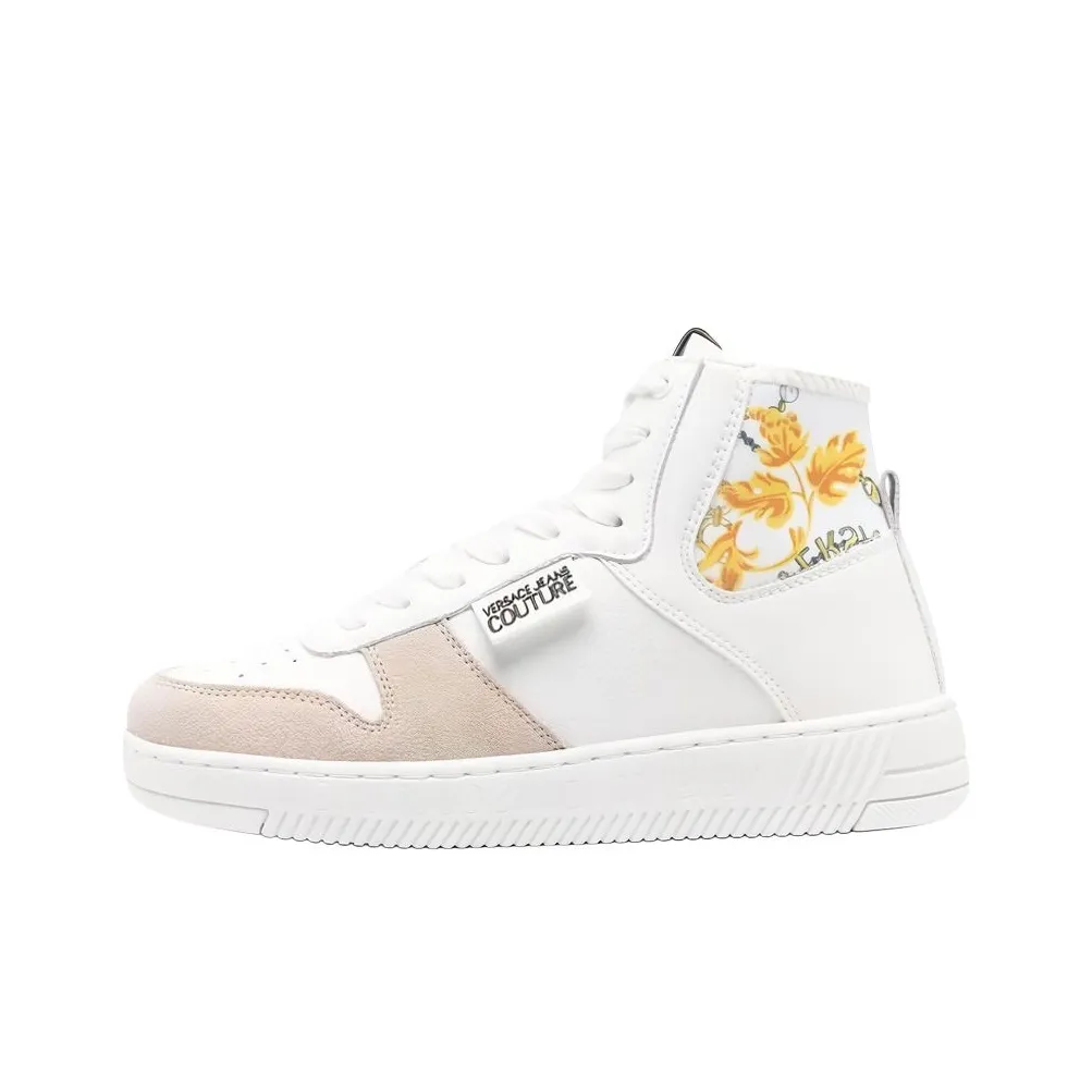 VERSACE JEANS Skateboard Shoes Women's High-Top White Pink