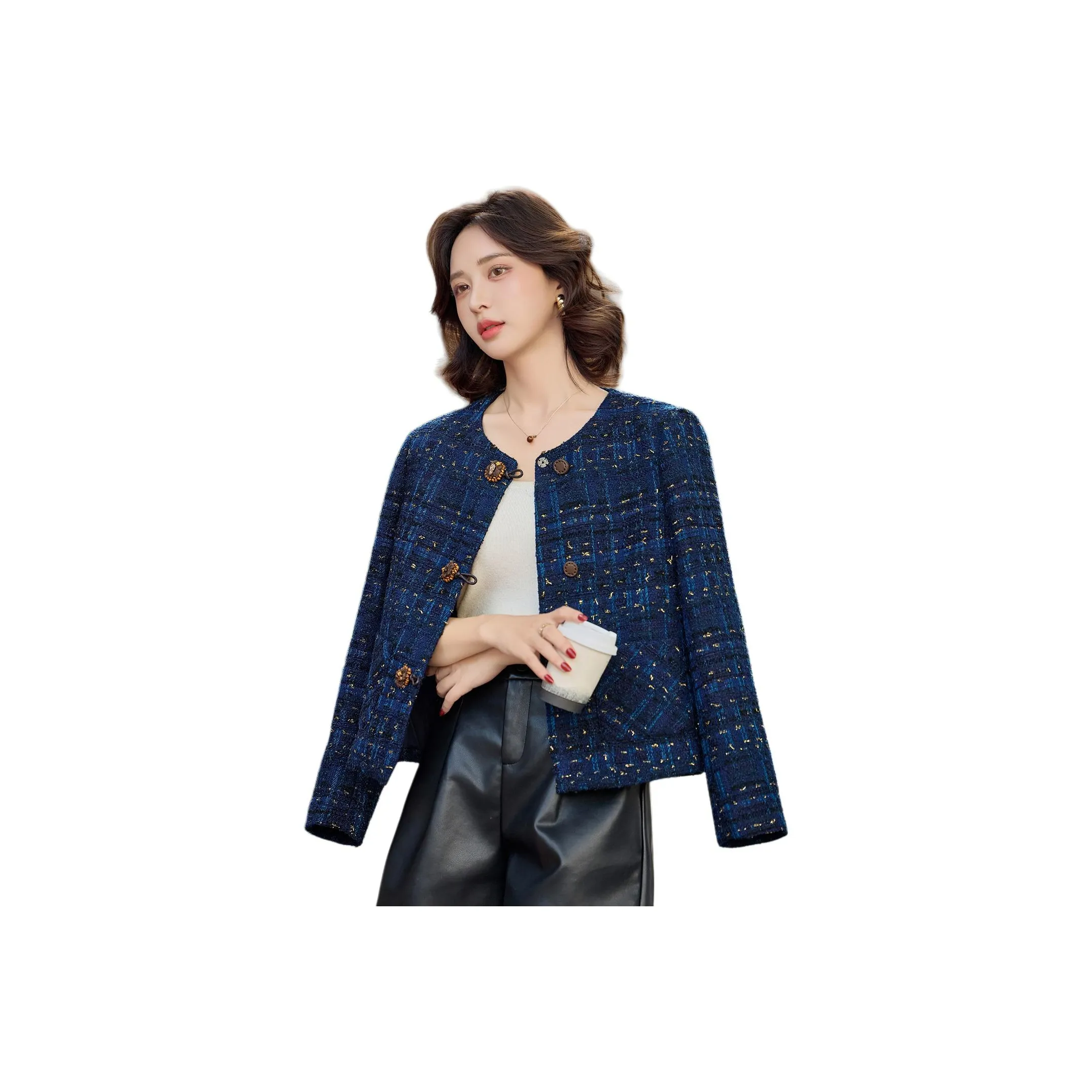 MJ Темно-синий женский короткий пальто