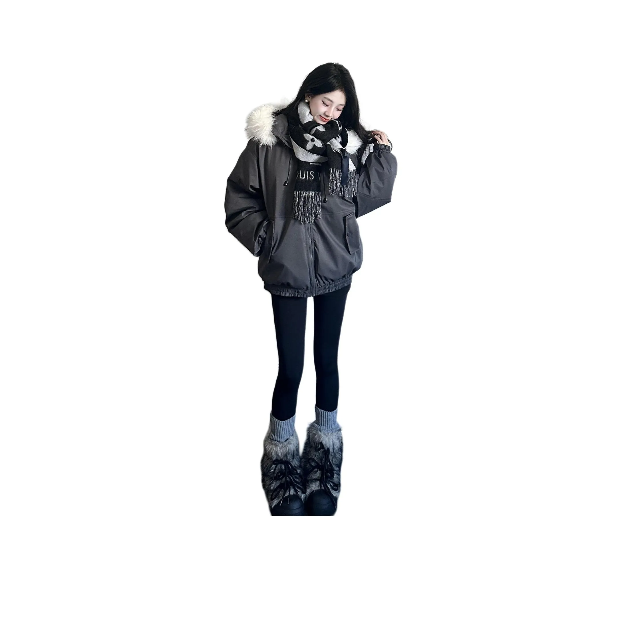 MORii Темно-серый Включает Остров Store MORii Значок Женские Пуховики