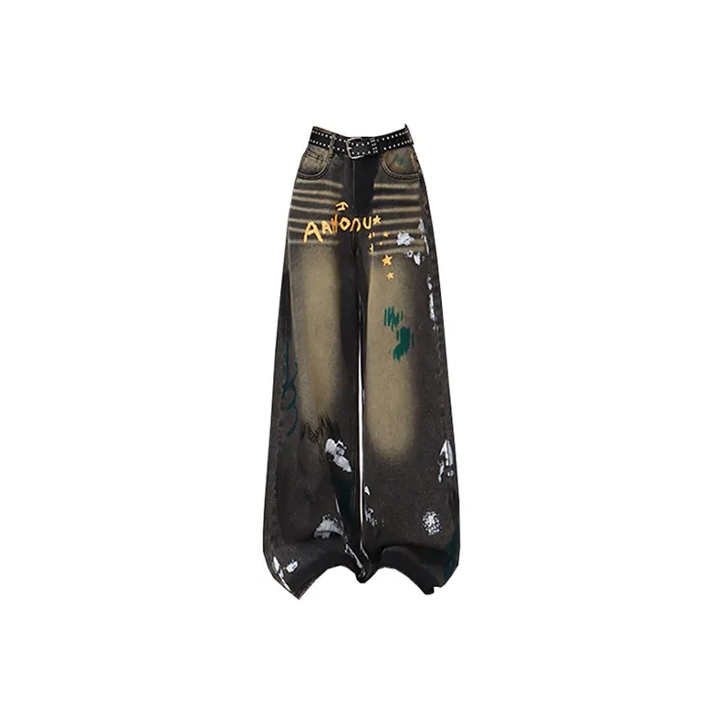 Manekniv Черный Серый + Ремень Женские Джинсы