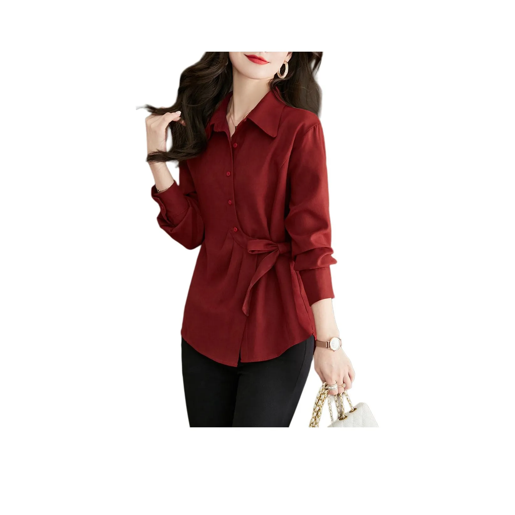 SHANGJING Red Женские Рубашки