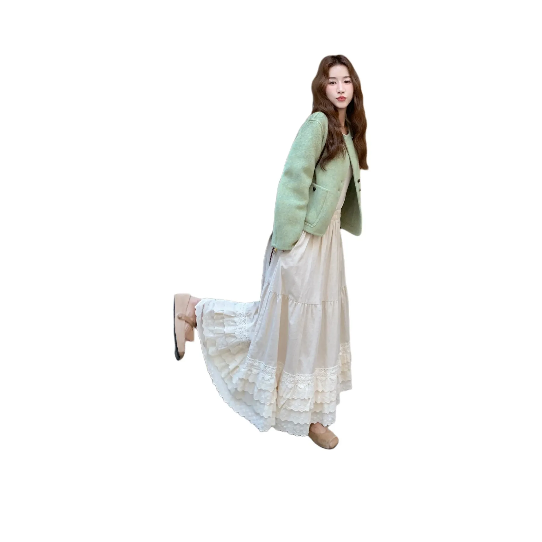 YIMENGYUAN Пшеница Полевой зеленый Женское пальто