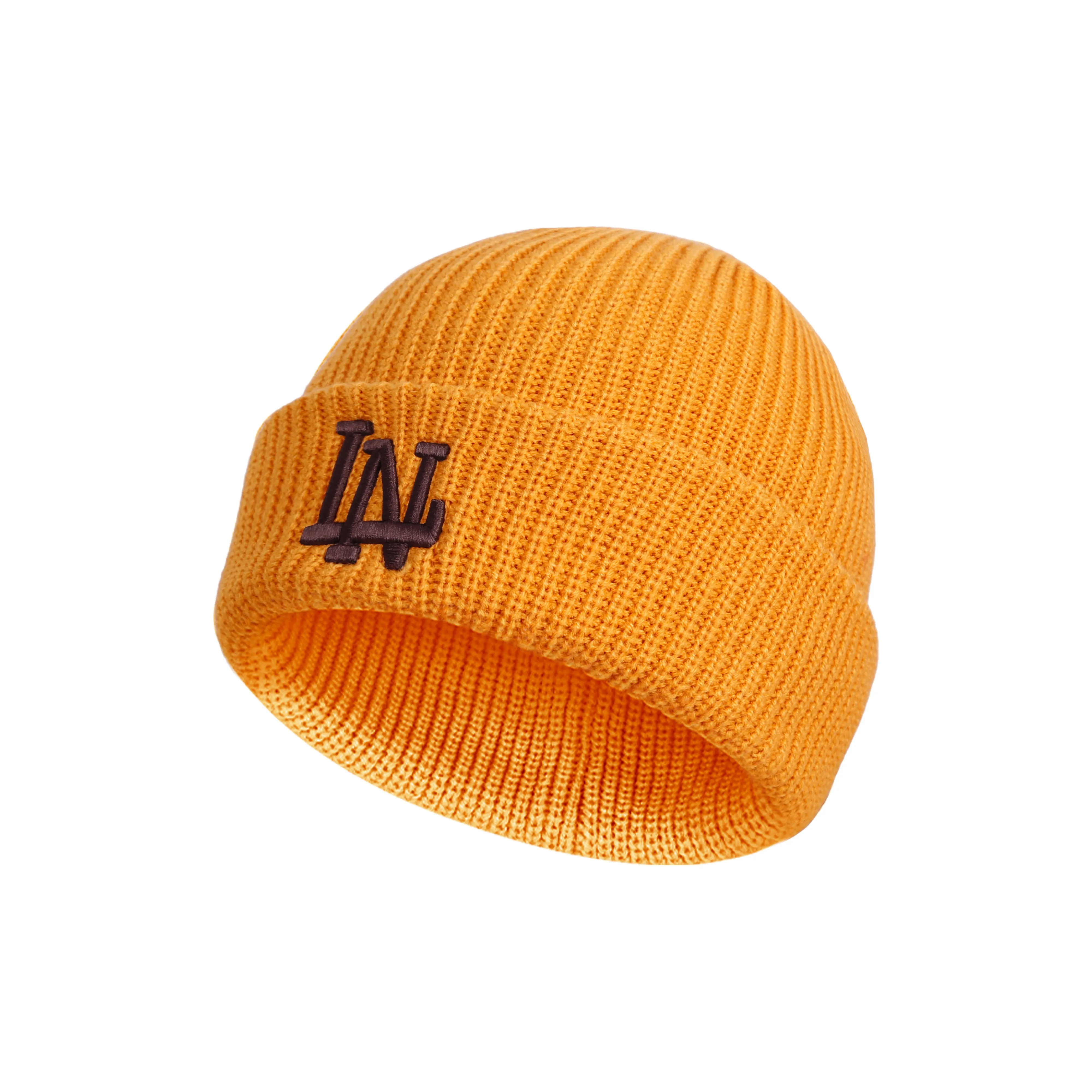 Шапка-бини с акриловым подкладом унисекс оранжевый желтый