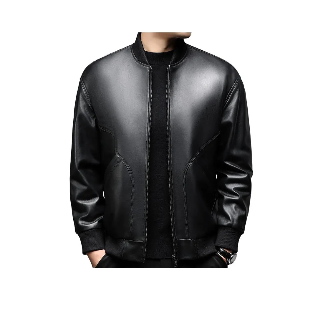 TAIZILONG Черные Мужские Кожаные Куртки
