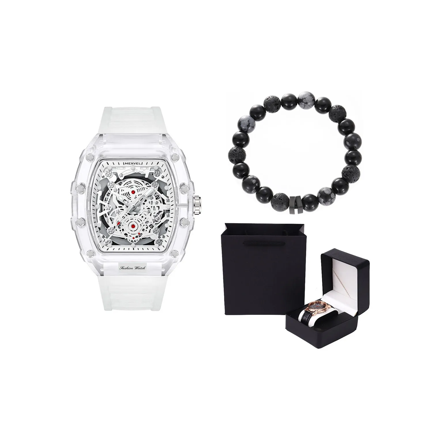 MEXVEL Роскошь Mechanical Style GOOD Looking Легкий Couple Watch Для Студентов Кварцевый механизм Силиконовый ремешок