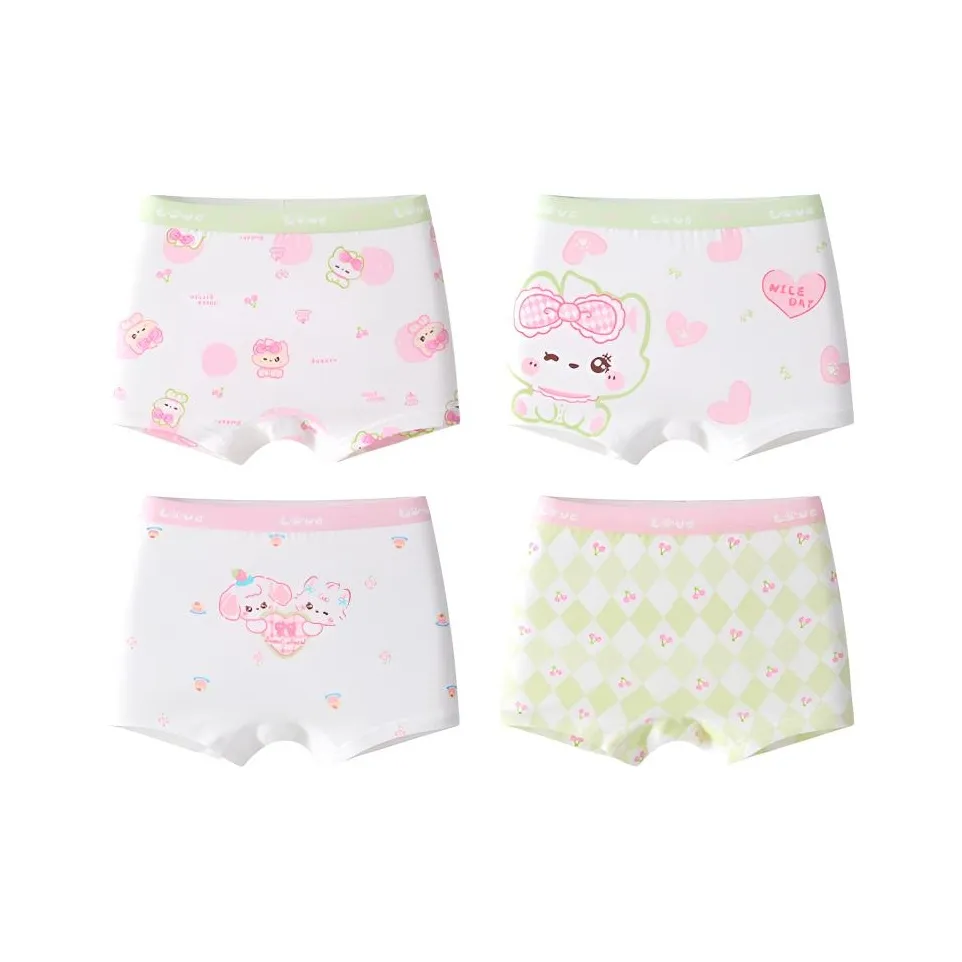 MIIOW 4 пачки Белый + Экрю + Айвори + Зеленый Kids нижнее белье