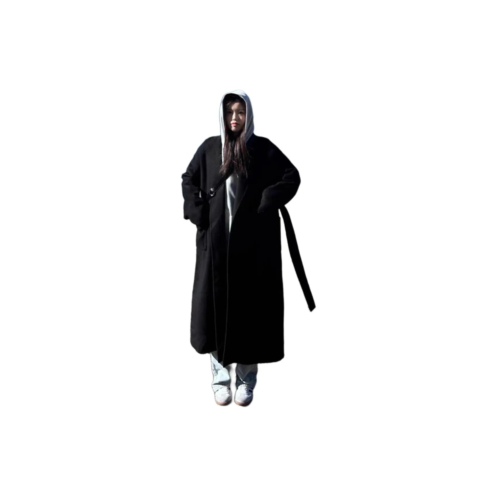 DEDY Черный [С ремнем] Женское пальто