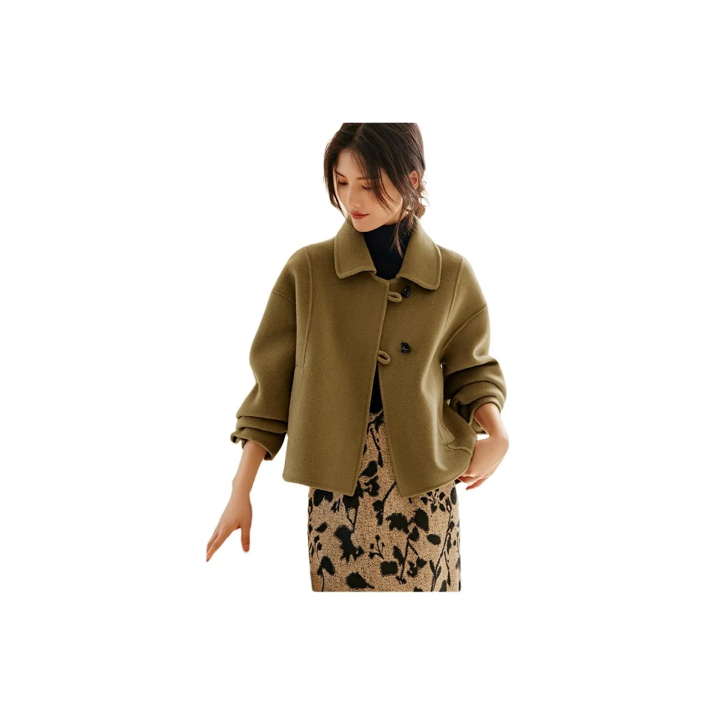 LANGQING CAMEL Бесплатная доставка Бренд Наклеенный Женские Короткие пальто