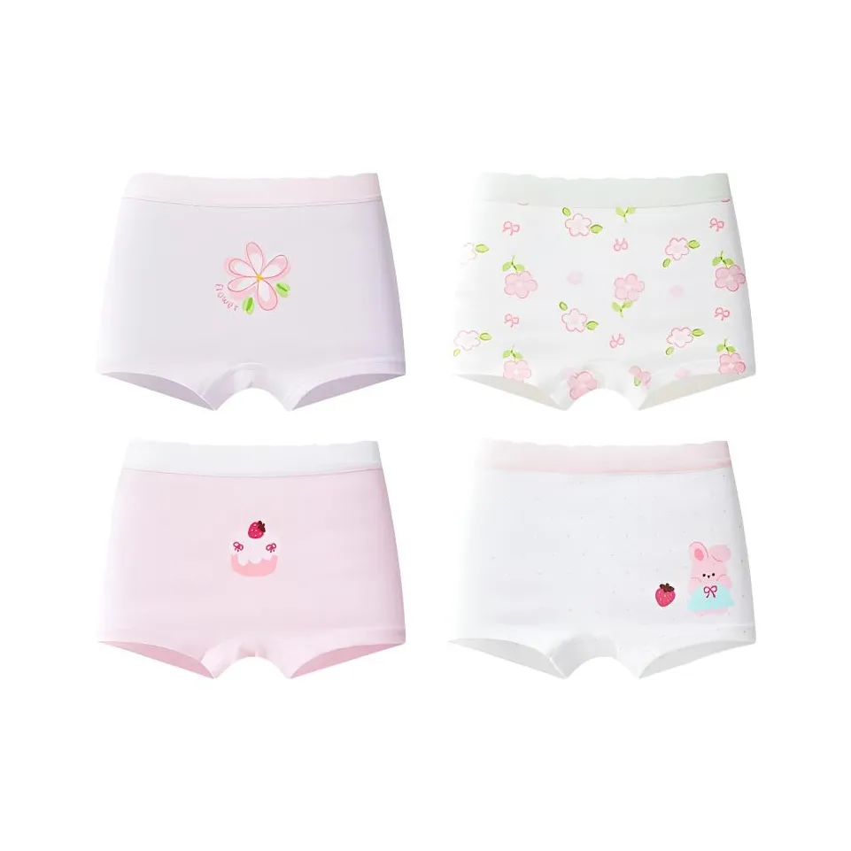 MIANZHI 4 пачки Белый+Зеленый+Фиолетовый+Розовый KIDS Трусы