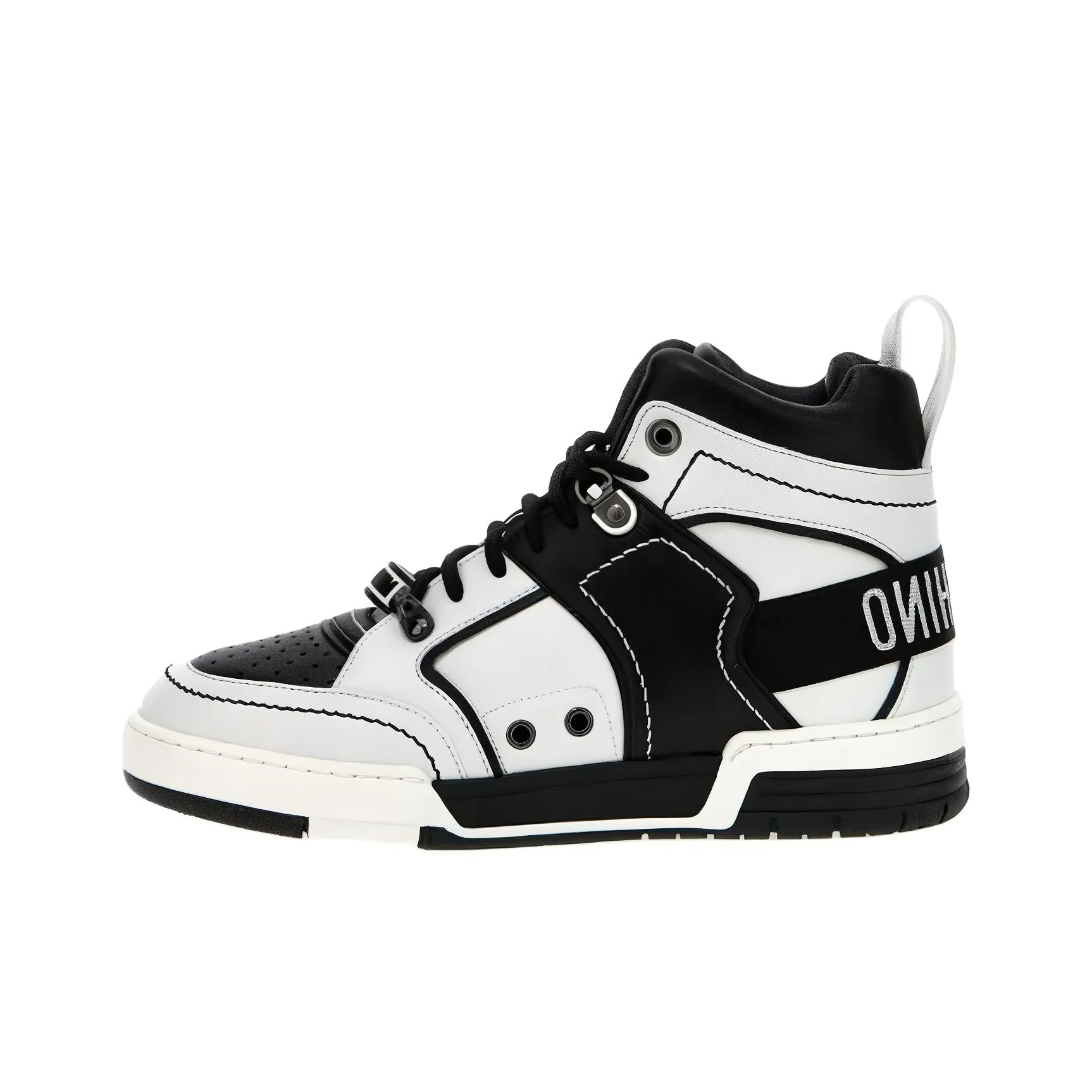 MOSCHINO Высокие кроссовки для скейтбординга Мужские Черные Белые