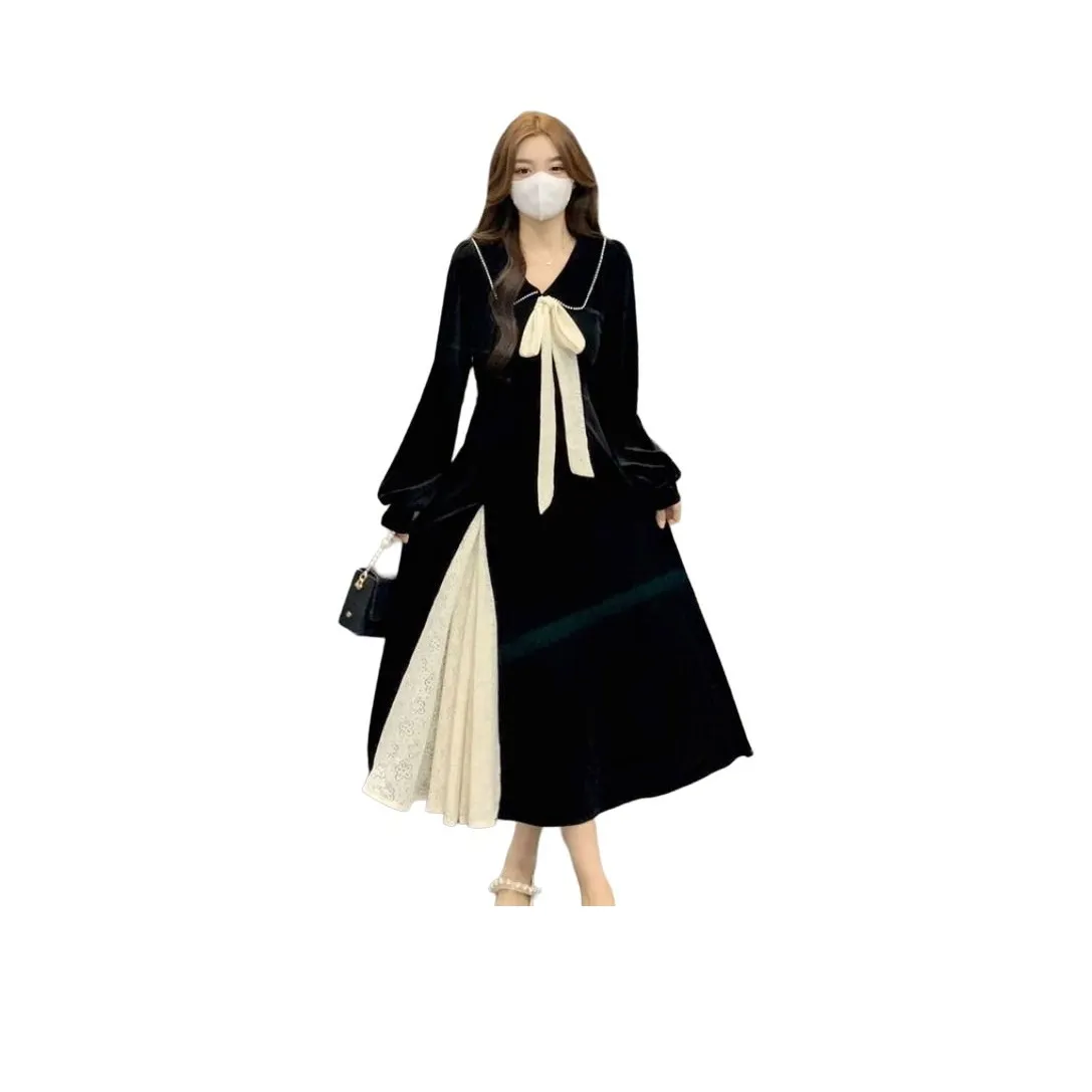 YINLEI Длинное платье с длинными рукавами женское