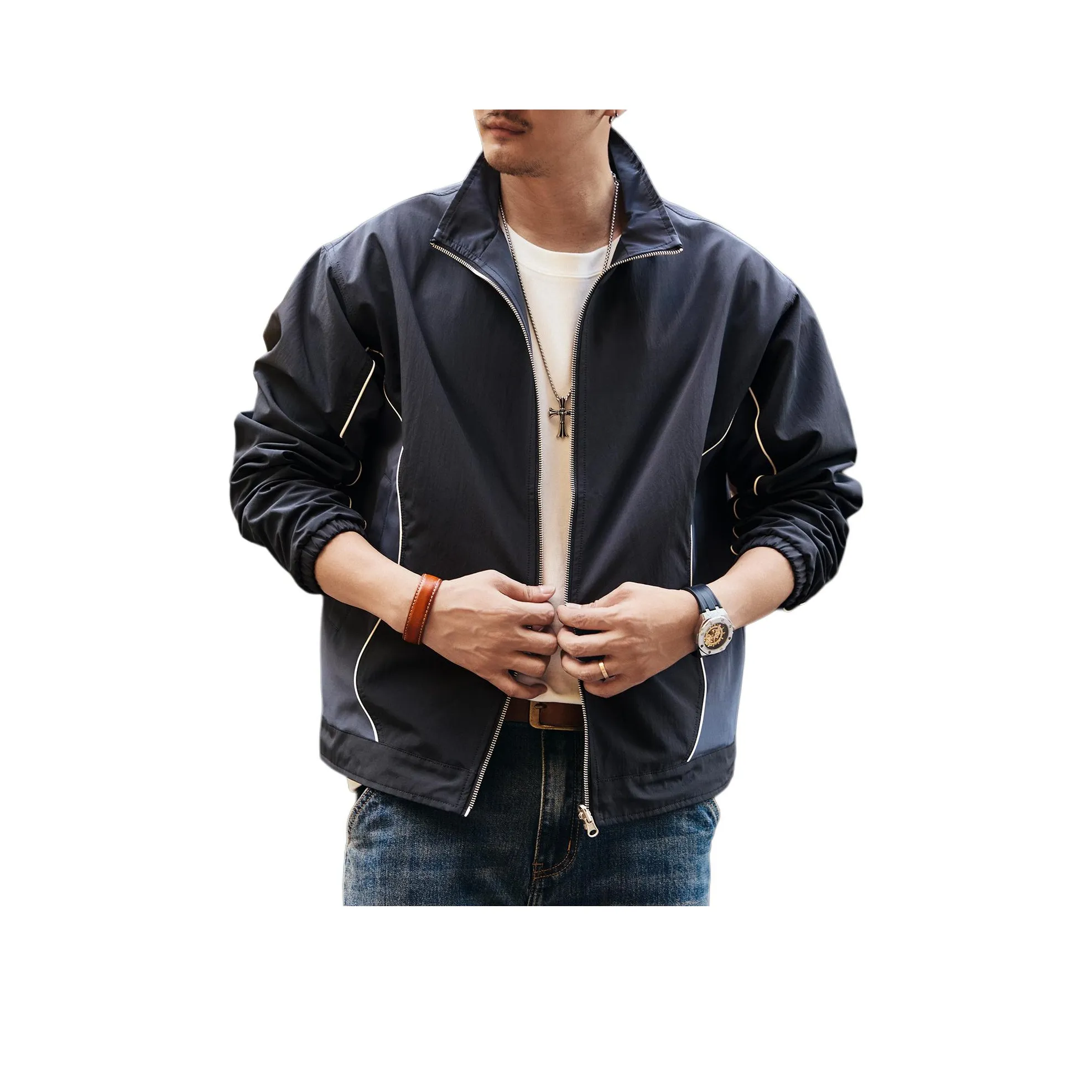 GELANLU Весенний Осенний Куртка Свободного кроя Унисекс