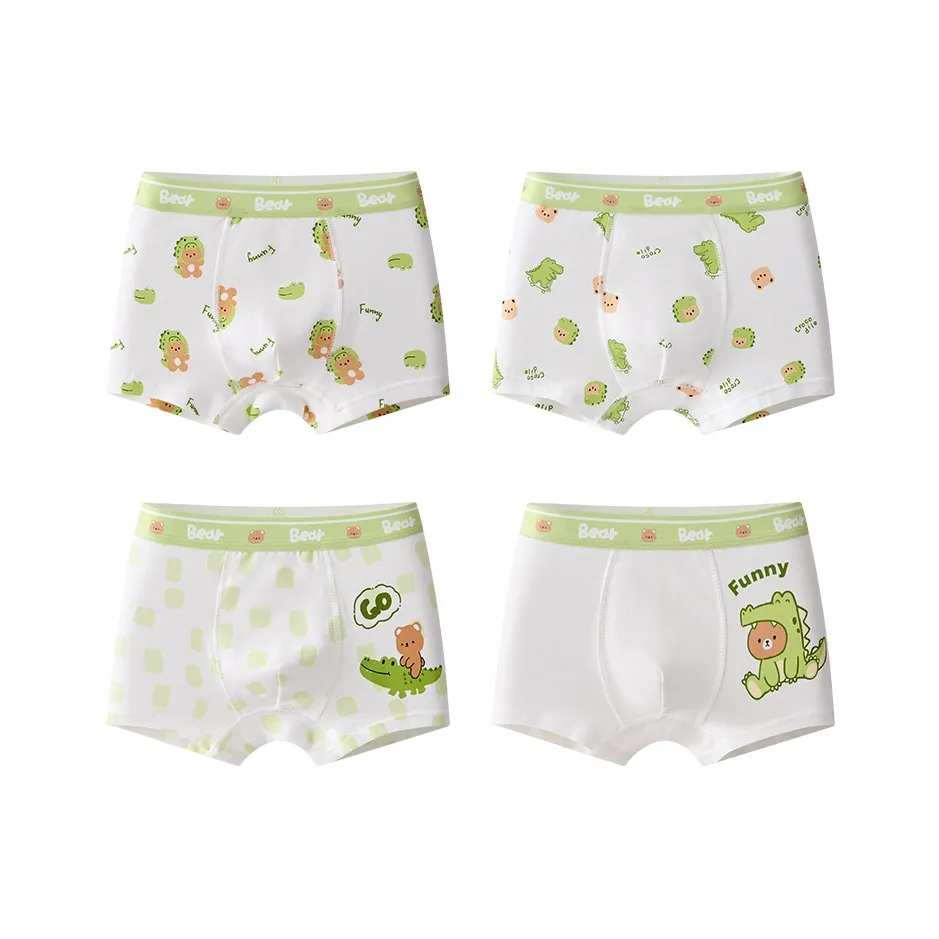 MIANZHI 4 пачки Белый + Экрю + Зеленый + Светло-зеленый Kids Трусы