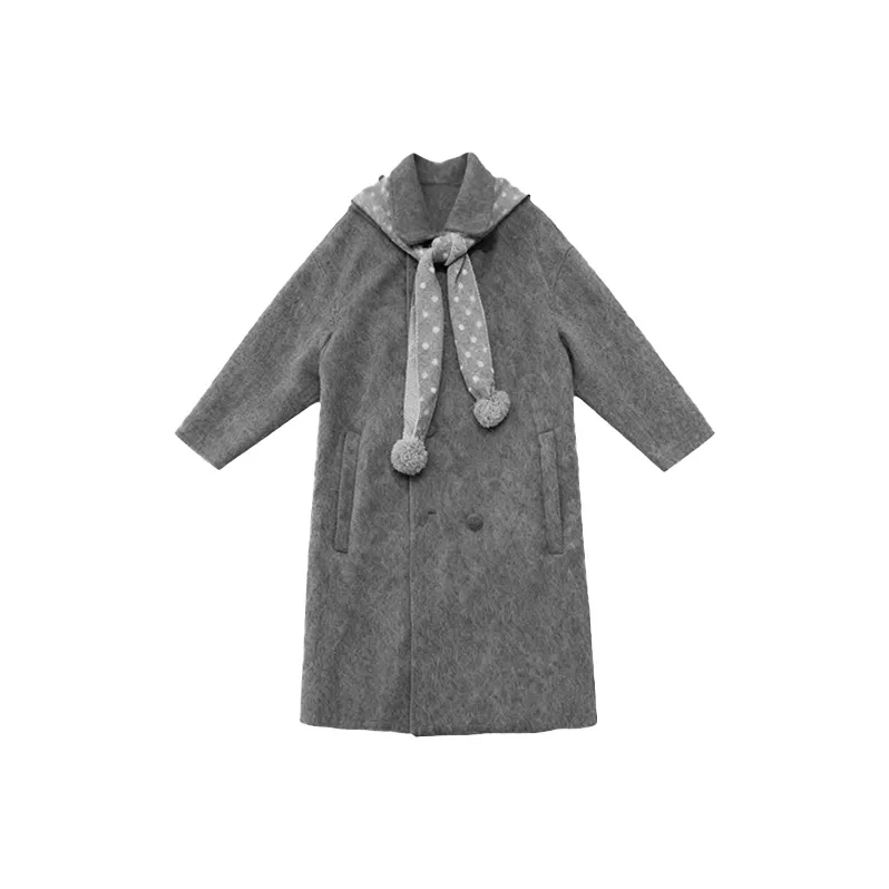 SCCREBEL OFFICIAL Серый Пальто + Шаль в Полка Дот Женское Пальто