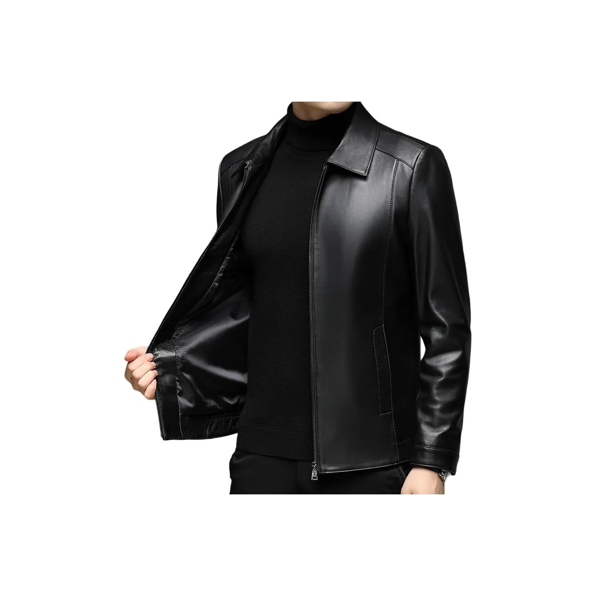 TAIZILONG Черные Мужские Кожаные Куртки