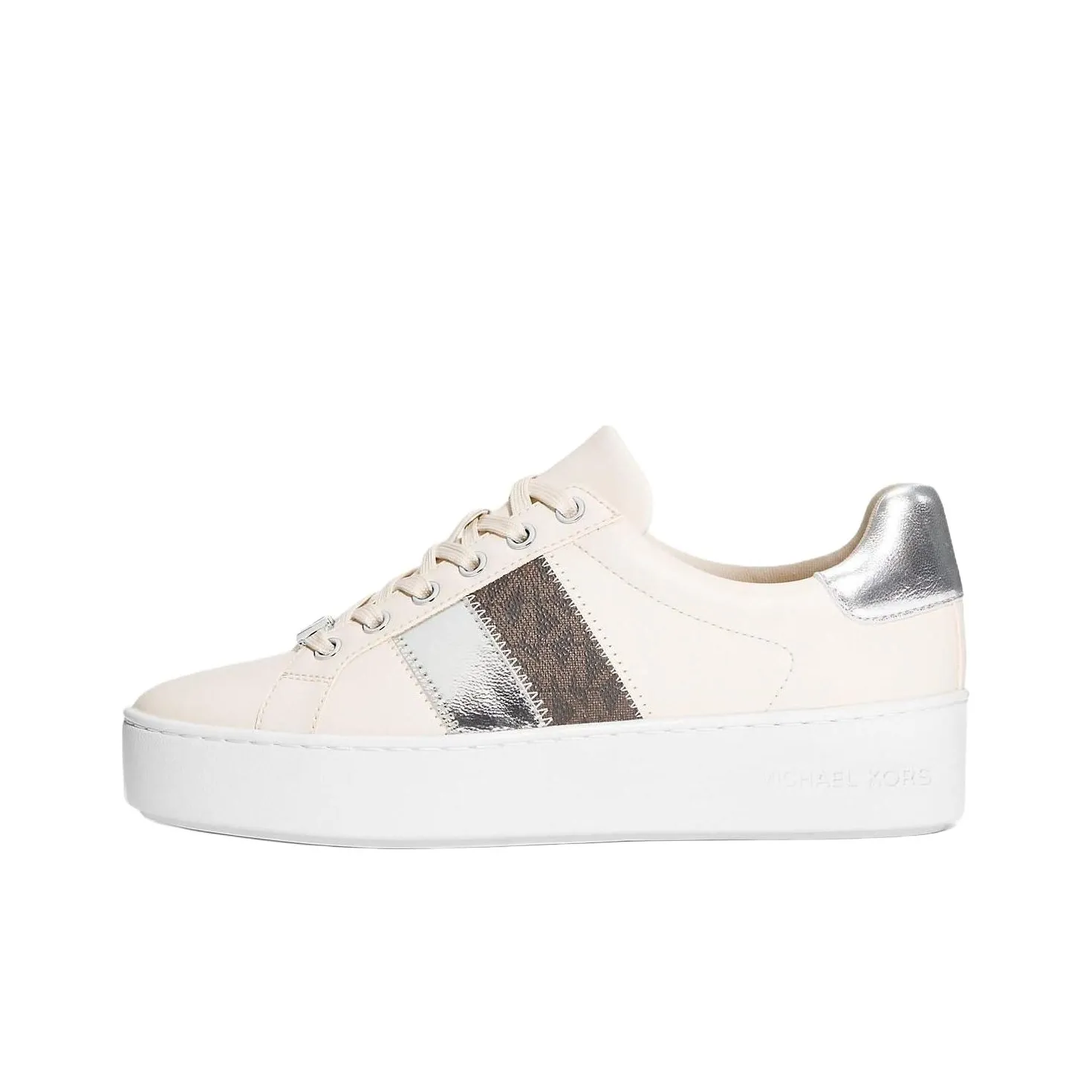 MICHAEL KORS Skateboard Shoes Women's Low-Top Beige Silver