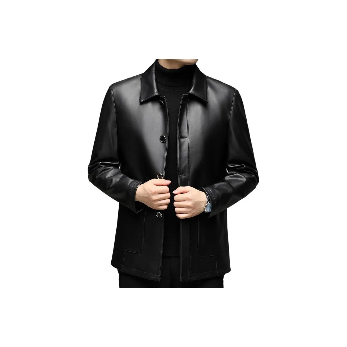 TAIZILONG Черные Мужские Кожаные Куртки