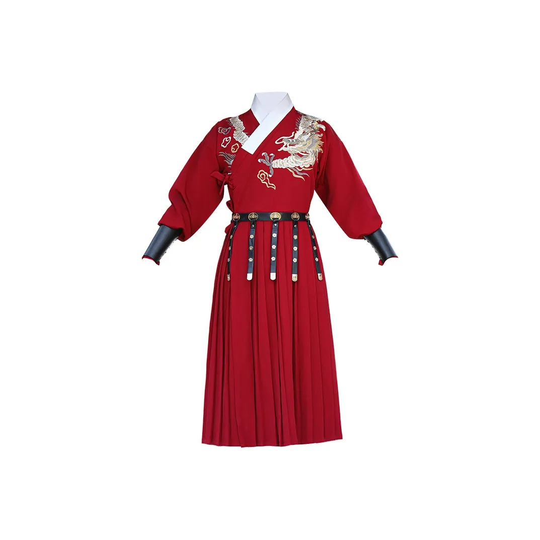 Huan Feather Красный Tuna Костюм+Ремень Напульсник Мужской Ханьфу