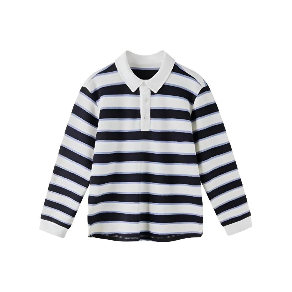 Euv Color Block Stripes T-Shirt Spring Fall Winter Casual Sports Preppy Style Детский