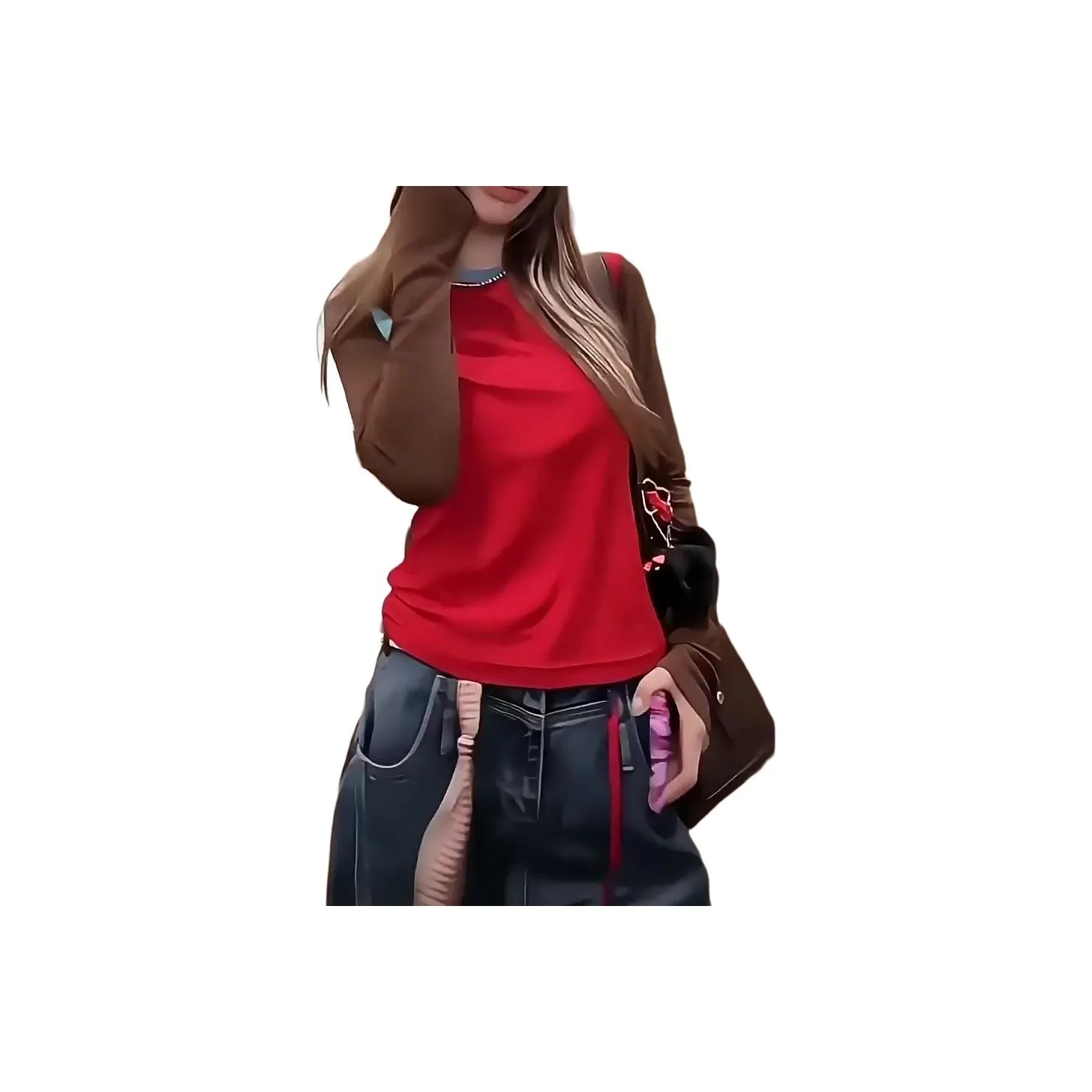 LANGQING Красный С подарками Wangqing Бренд Крючок и петля Женские Футболки