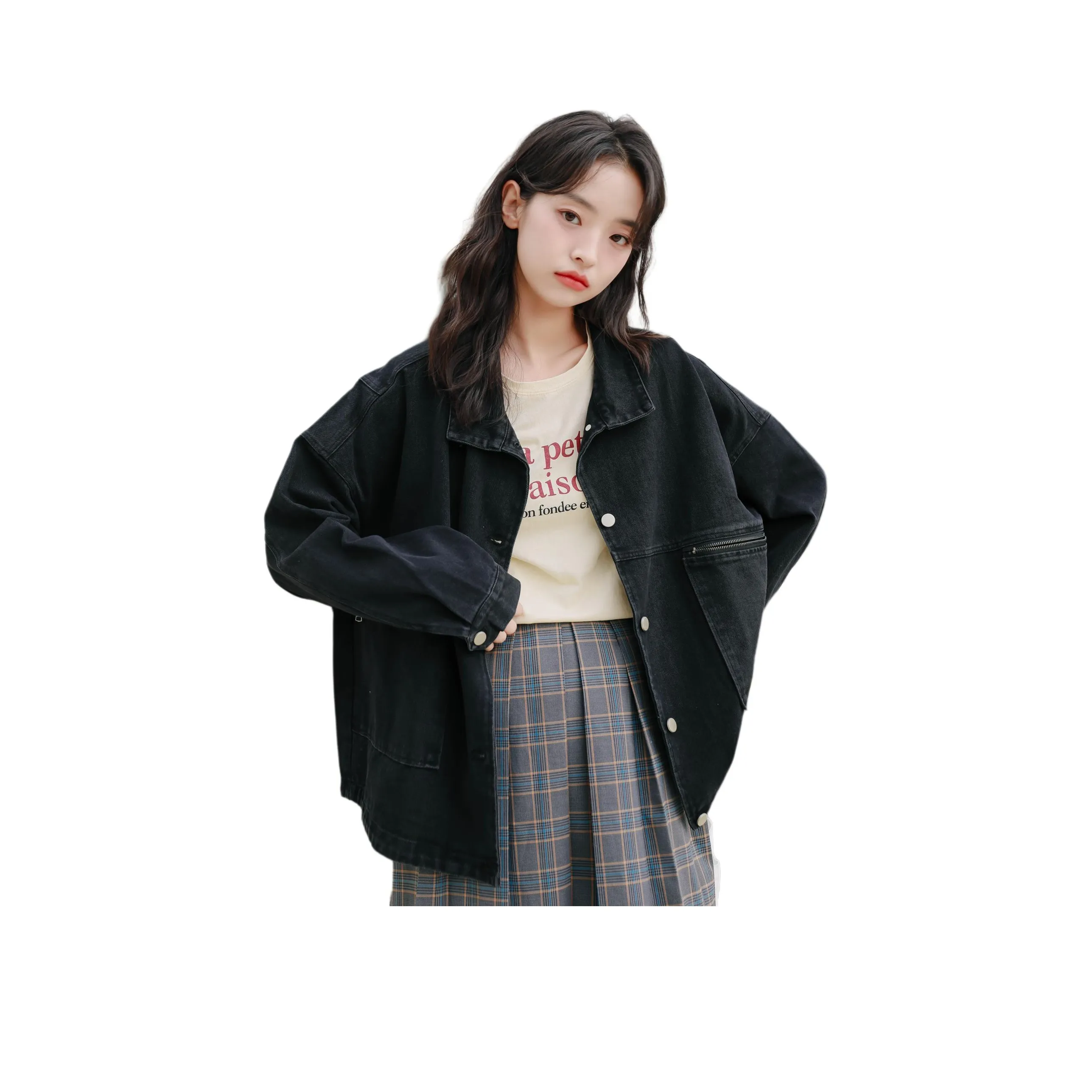 TXGN Черный Женские Джинсовые Куртки