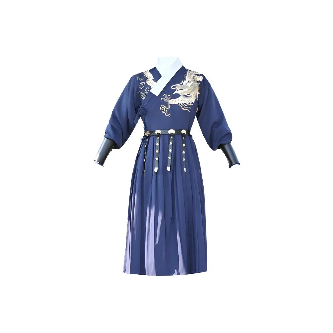 Huan Feather Синий Tuna Костюм+Ремень Напульсник Мужской Ханьфу