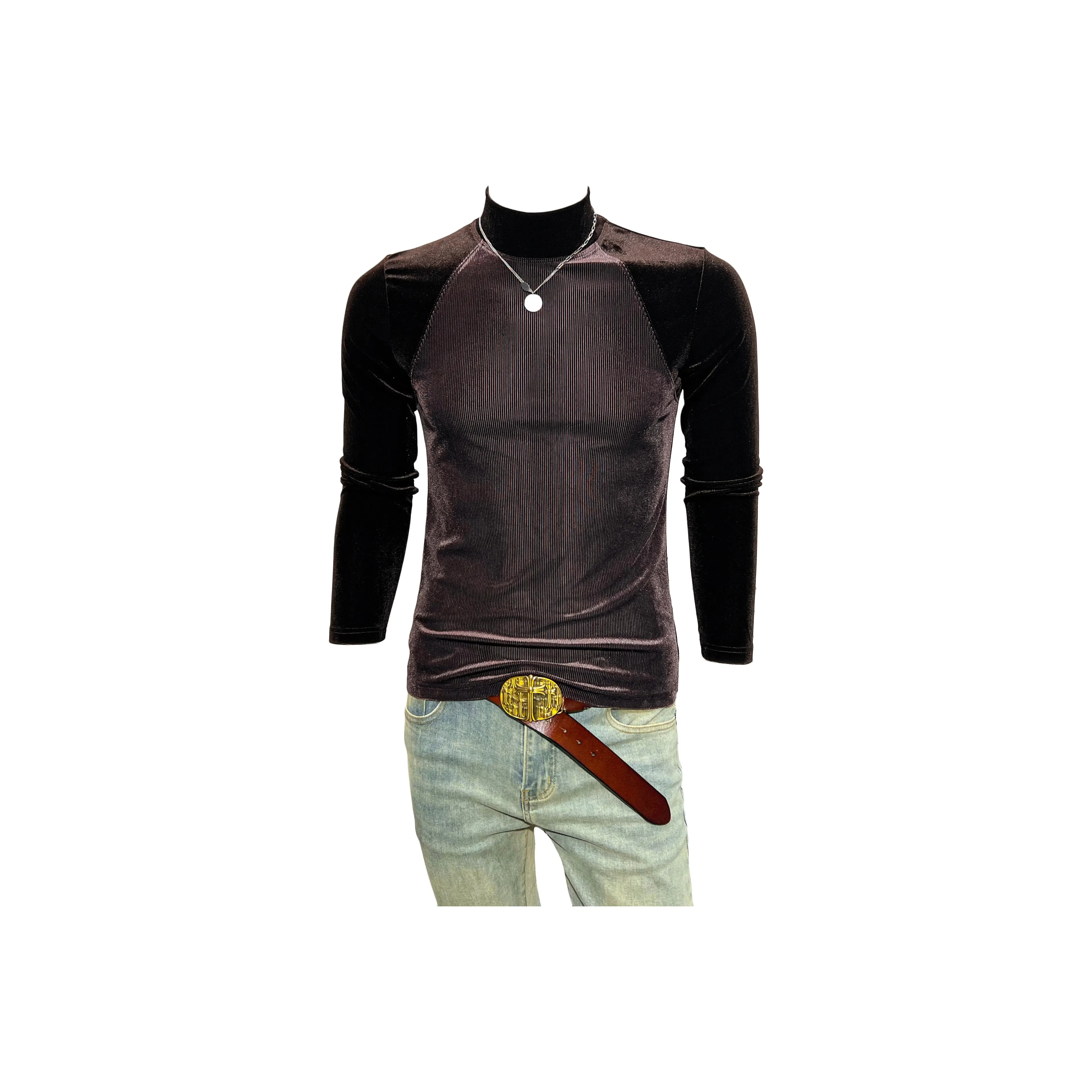 CVOOOER Длинный рукав Т-рубашка Мужская