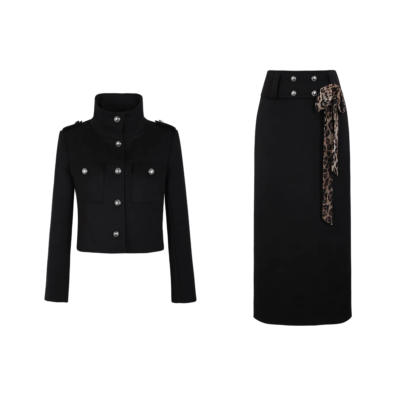 Черное пальто + черная юбка женские комплекты с юбкой