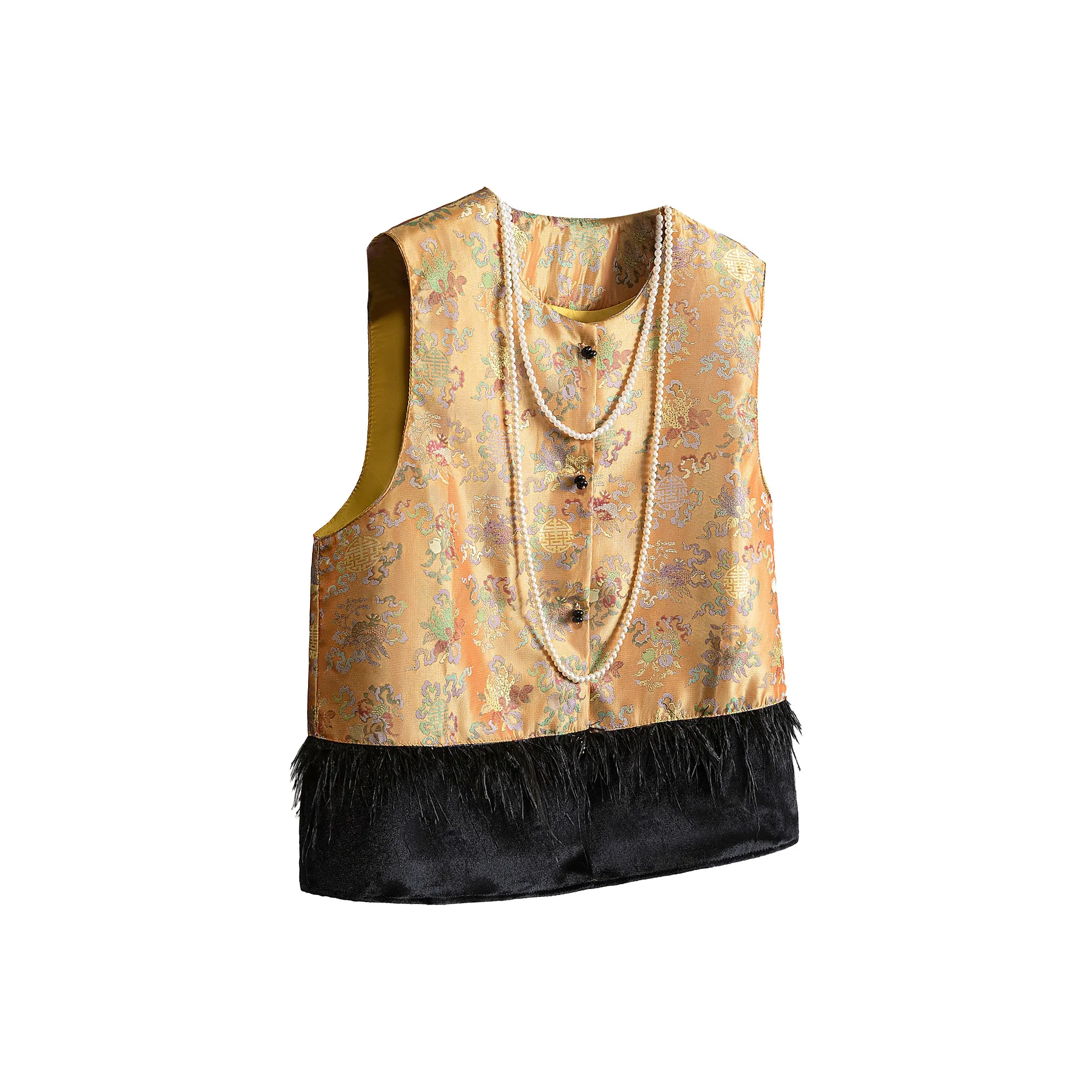 SIBAISHE Золотистый Оранжевый и Черный Женские Жилеты